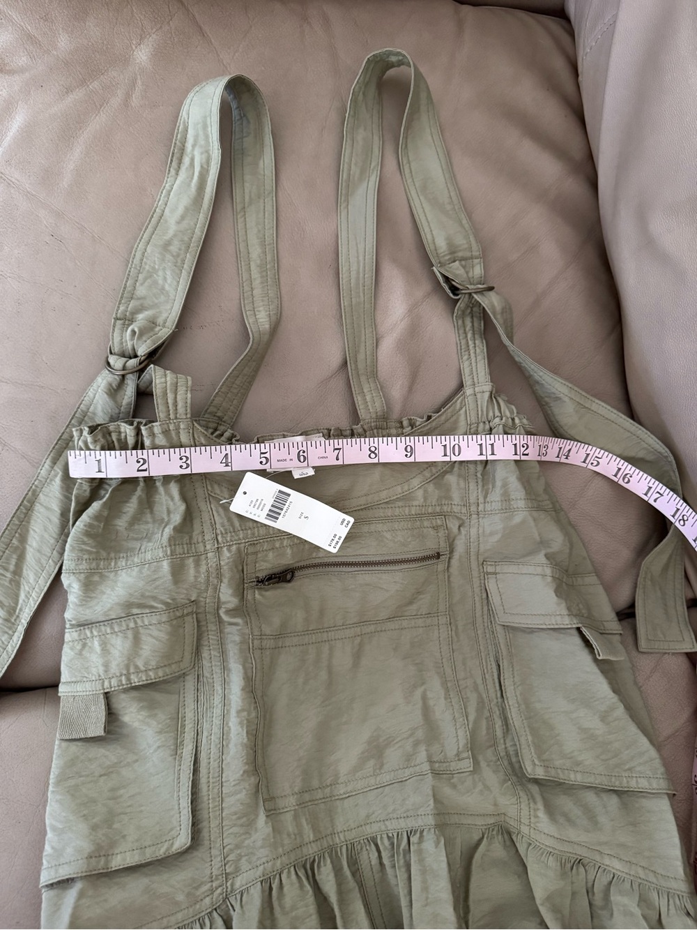 Anthropologie Pilcro Tiered Midi Pinafore Dress in Moss. Size S. MSRP $178 - Picture 12 of 16